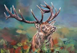Stag by Debbie Boon - Original Painting on Box Canvas sized 51x36 inches. Available from Whitewall Galleries
